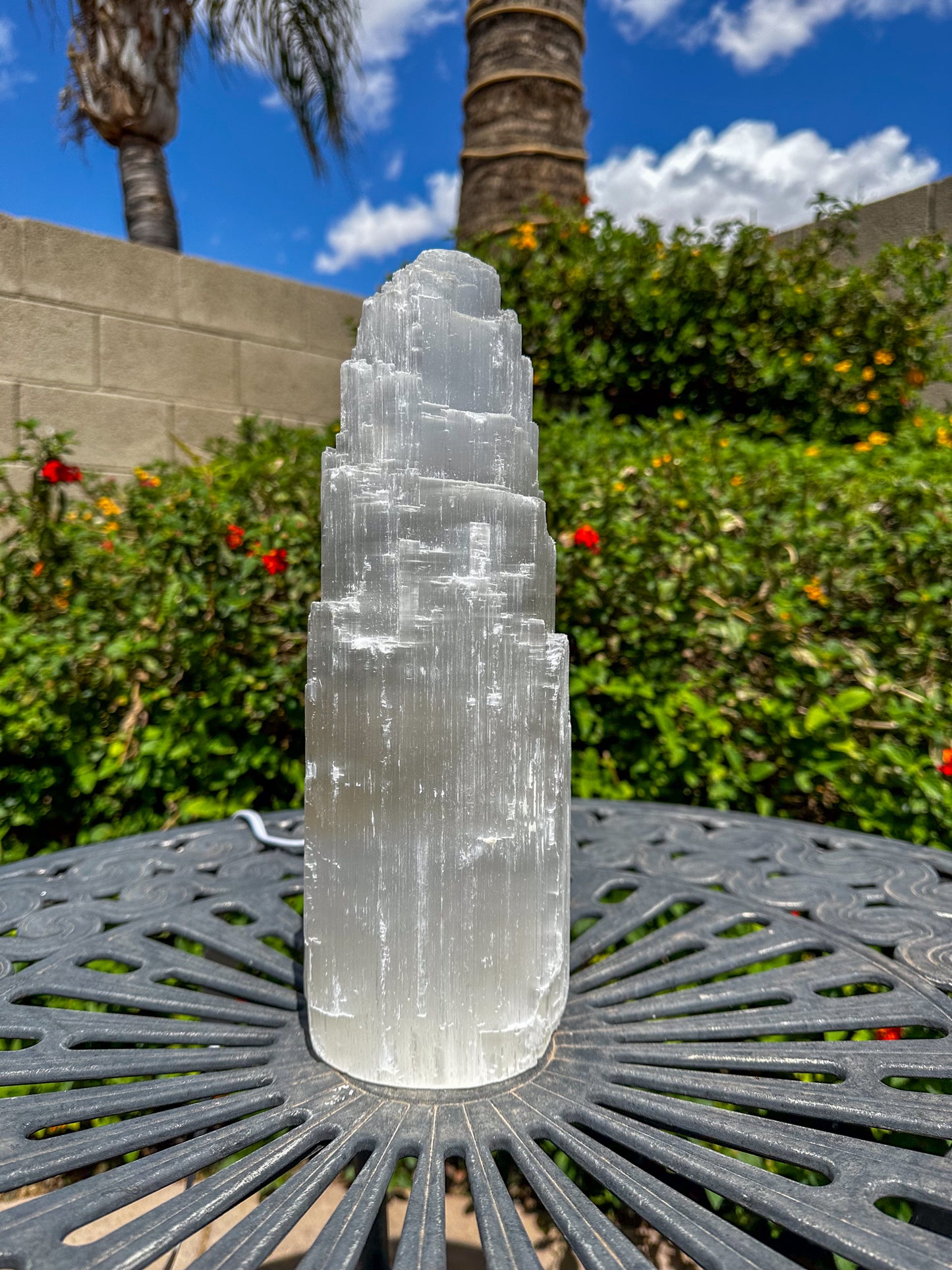 Selenite Crystal Skyscraper Tower Lamp